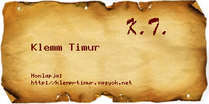 Klemm Timur névjegykártya